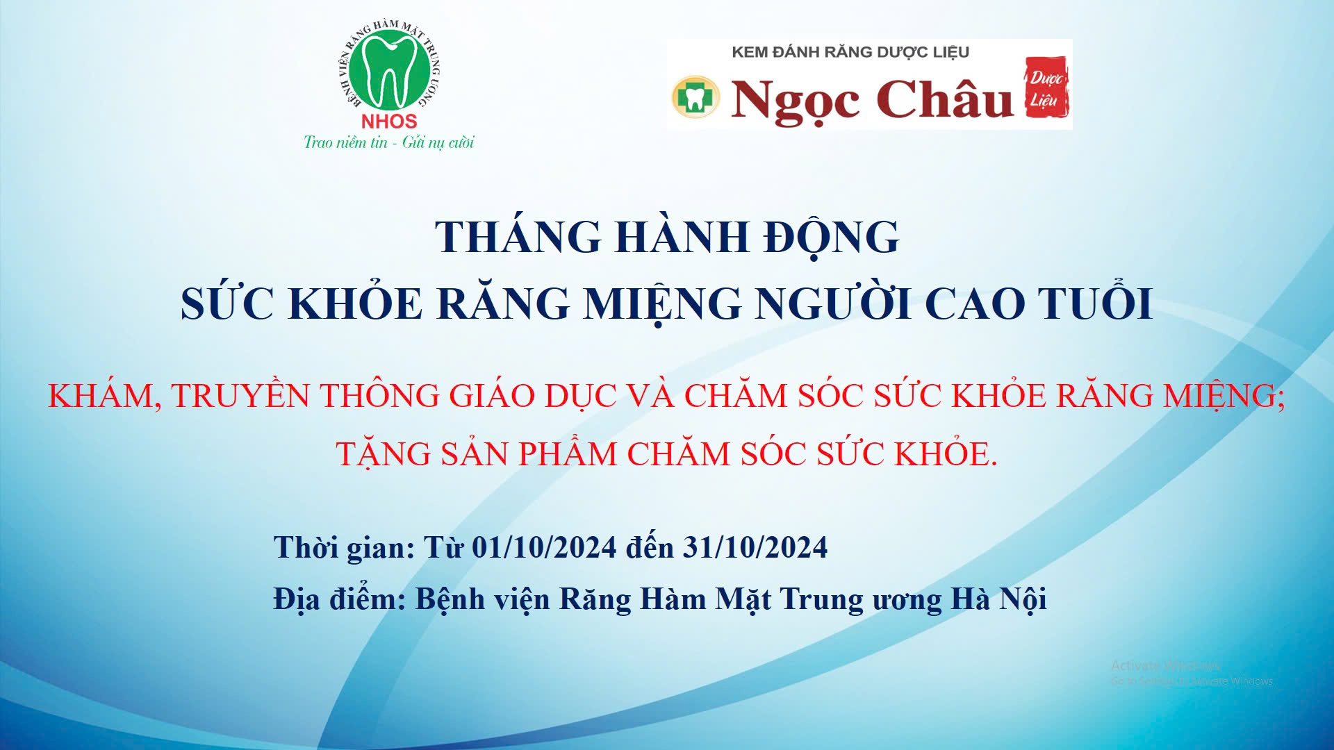 BỆNH VIỆN RĂNG HÀM MẶT TRUNG ƯƠNG HÀ NỘI HƯỞNG ỨNG THÁNG HÀNH ĐỘNG VÌ NGƯỜI CAO TUỔI 